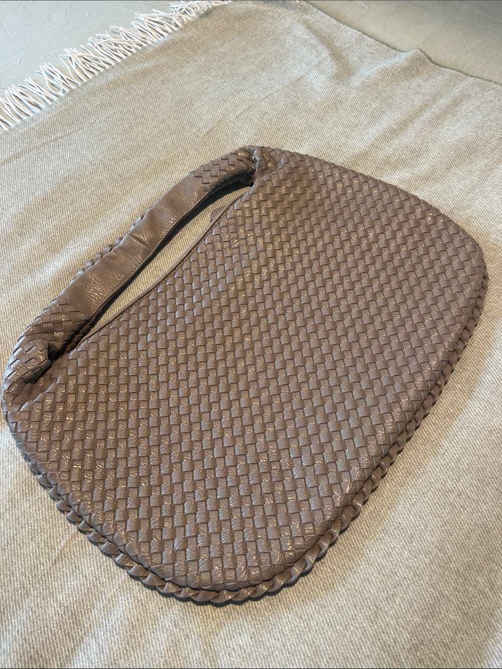 Woven faux Leather Messenger Bag - grey